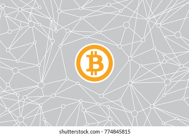 Bitcoin blockchain modern technology background. Cryptocurrency digital money concept
