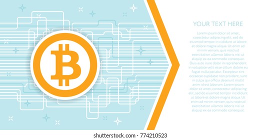 Bitcoin blockchain modern technology flyer template. Cryptocurrency digital money concept. Place your text