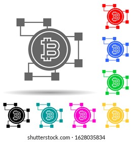 bitcoin blockchain multi color style icon. Simple glyph, flat vector of crypto icons for ui and ux, website or mobile application