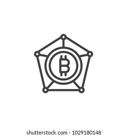 Bitcoin blockchain outline icon. linear style sign for mobile concept and web design. Virtual cryptocurrency network simple line vector icon. Symbol, logo illustration. Pixel perfect vector graphics