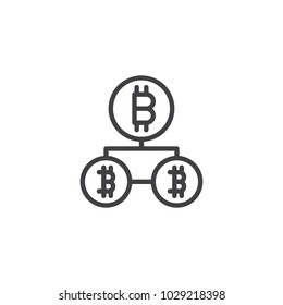 Bitcoin blockchain outline icon. linear style sign for mobile concept and web design. Cryptocurrency virtual network simple line vector icon. Symbol, logo illustration. Pixel perfect vector graphics