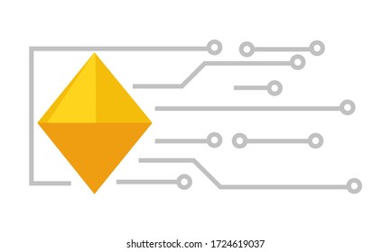 Bitcoin and blockchain technologies for online banking, isolated electronic payment and investments. Financial system for investment or money storing. Cryptography logo, vector in flat style