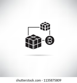 bitcoin and blockchain technology conept icon