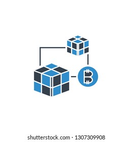 bitcoin and blockchain technology conept icon