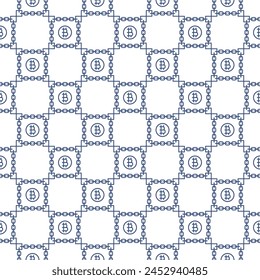 Bitcoin Blockchain Technology vector Cryptocurrency concept outline seamless pattern