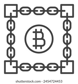Bitcoin Blockchain Technology vector Cryptocurrency concept outline icon or design element