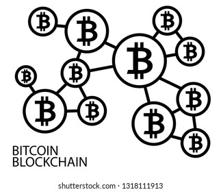 Bitcoin, blockchains, cryptocurrencies concepts, blockchain technology modern icon. Vector block chain symbol.