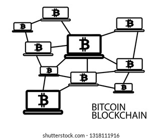 Bitcoin, blockchains, cryptocurrencies concepts, blockchain technology modern icon. Vector block chain symbol.