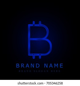 Bitcoin blue chromium metallic logo