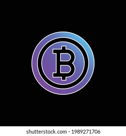 Bitcoin blue gradient vector icon