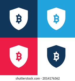 Conjunto mínimo de iconos de color azul y rojo de cuatro colores