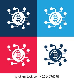 Minimaler Icon-Satz für Bitcos in Blau und Rot