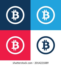 Bitcoin blue and red four color minimal icon set