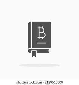 Bitcoin book glyph icon. Can be used for digital product, presentation, print design and more.