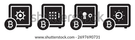Bitcoin brankas icon. Bitcoin save box icon, vector illustration