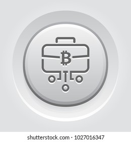 Bitcoin Briefcase Icon. Modern computer network technology sign. Digital graphic symbol. Concept design elements.