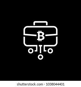 Bitcoin Briefcase Icon. Modern computer network technology sign. Digital graphic symbol. Concept design elements.