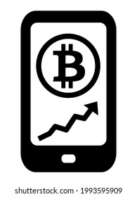 Icono de vector de smartphone de aplicación de broker de bitcoin