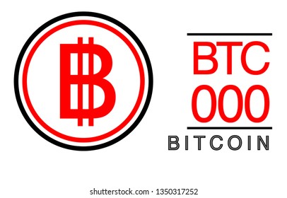 Bitcoin, BTC, B Banking Currency icon typography logo banner set isolated on background. Abstract concept graphic element. Collection of currency symbols ISO 4217 signs used in different countries