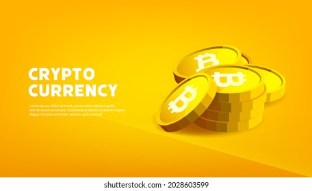 Bitcoin BTC banner. Bitcoin cryptocurrency concept banner background.
