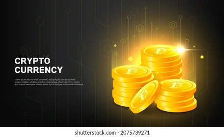 Bitcoin BTC banner. Bitcoin cryptocurrency concept banner background.