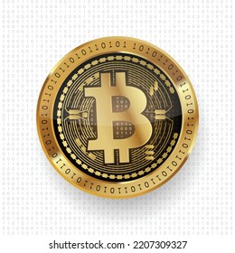 Bitcoin BTC blockchain based cryptocurrency token vector illustration template 