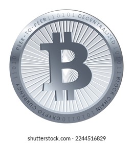 Bitcoin BTC crypto currency coin vector template isolated on white background