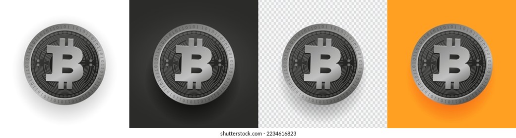 Bitcoin BTC crypto currency Silver coin set