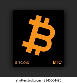 Símbolo de moneda criptográfica BTC de Bitcoin. Plantilla de logotipo basada en tecnología de cadena de bloques. Ilustración del vector de dinero virtual de criptodivisa.