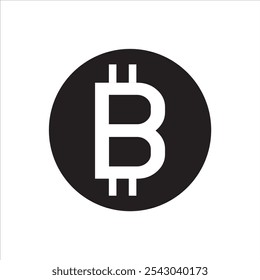 Bitcoin BTC logotipo de Vector de criptomoneda, logotipo de Tecnología de cadena de bloques, signo de icono de Bitcoin, logotipo de Vector de criptomoneda, símbolo negro de criptomoneda sobre fondo blanco, símbolo de criptomoneda