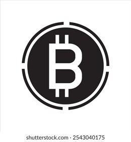 Bitcoin BTC logotipo de Vector de criptomoneda, logotipo de Tecnología de cadena de bloques, signo de icono de Bitcoin, logotipo de Vector de criptomoneda, símbolo negro de criptomoneda sobre fondo blanco, símbolo de criptomoneda