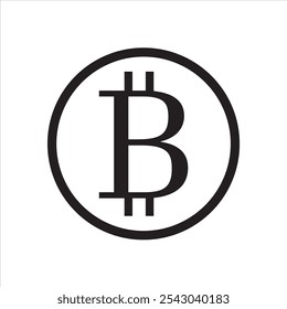 Bitcoin BTC logotipo de Vector de criptomoneda, logotipo de Tecnología de cadena de bloques, signo de icono de Bitcoin, logotipo de Vector de criptomoneda, símbolo negro de criptomoneda sobre fondo blanco, símbolo de criptomoneda