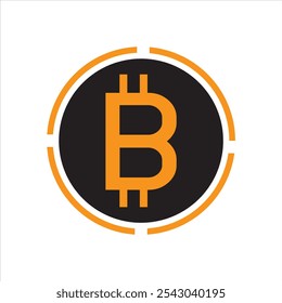 Bitcoin BTC logotipo de Vector de criptomoneda, logotipo de Tecnología de cadena de bloques, signo de icono de Bitcoin, logotipo de Vector de criptomoneda, símbolo negro de criptomoneda sobre fondo blanco, símbolo de criptomoneda