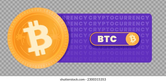 Bitcoin (BTC) crypto currency virtual money token vector illustration. Can be used as virtual money icon, logo, emblem, sticker and badge designs.