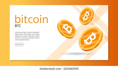 Bitcoin BTC Cryptocurrency banner design. Cryptocurrency Blockchain technology. Vector Illustration
