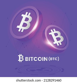 Bitcoin BTC cryptocurrency coins on a futuristic technology background vector template for poster, banner and social media post designs svg