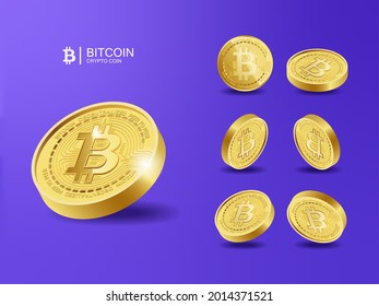 Bitcoin BTC Cryptocurrency Coins. Perspective Illustration about Crypto Coins. svg