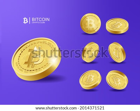 Bitcoin BTC Cryptocurrency Coins. Perspective Illustration about Crypto Coins.