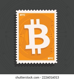 Bitcoin BTC cryptocurrency logo and symbol stamp concept vector illustration