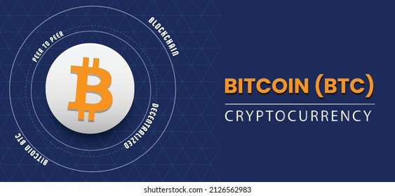 Bitcoin BTC cryptocurrency symbol vector illustration future payment and decentralized finance concept background