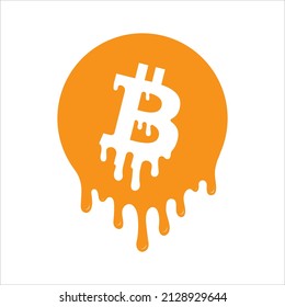 Bitcoin BTC dripping graphics. Bleed on stock market crash illustration. 