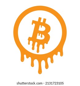 Bitcoin BTC dripping graphics. Bleed on stock market crash illustration. 