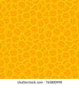 Bitcoin btc golden background. Cryptocurrency  vector seamless pattern