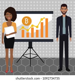 Bitcoin - BTC. Growth up. Vector