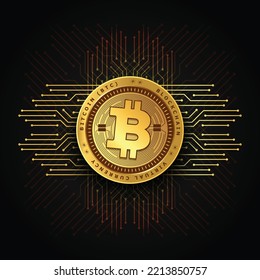 Bitcoin BTC logo and symbol golden coin vector illustration EPS 10 editable template