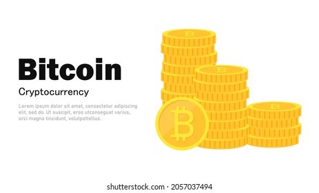 Bitcoin. BTC. Mining cryptocurrency. Banner on the theme of digital money. Vector illustration