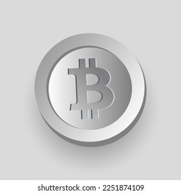 Bitcoin BTC Silver coin vector illustration