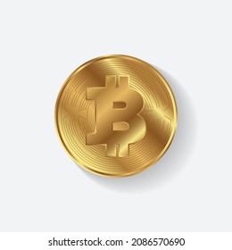 Bitcoin (BTH) blockchain based crypto currency golden coin logo icon vector illustration isolated. Can be used as symbol, label, badge, sticker and emblem design. 