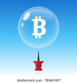 Bitcoin bubble burst or crash cryptocurrency blockchain concept