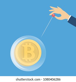 Bitcoin bubble burst. Falling of financial system.